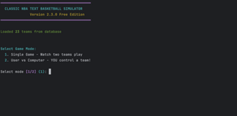 Classic NBA Text Basketball Simulator - Free Edition Image