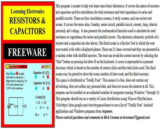 Learning Electronics - Resisitors & Capacitors Game Cover