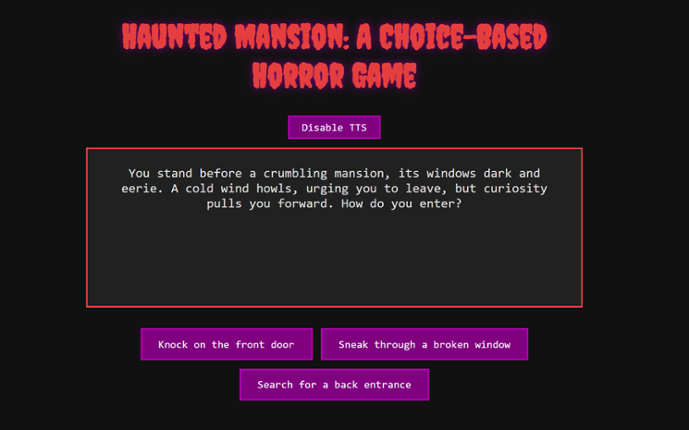 Haunted Mansion: A Choice-Based Horror Game Image