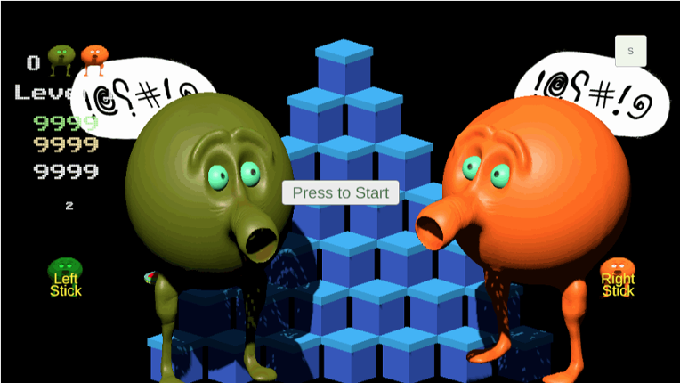 QBert's with 2 Players WebGL on Screen Touch + Keyb 2pl Image