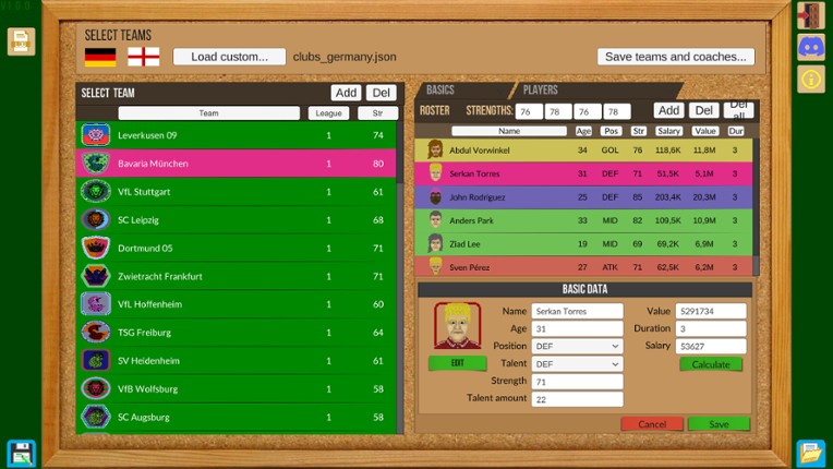 Boeckham's Football Manager screenshot