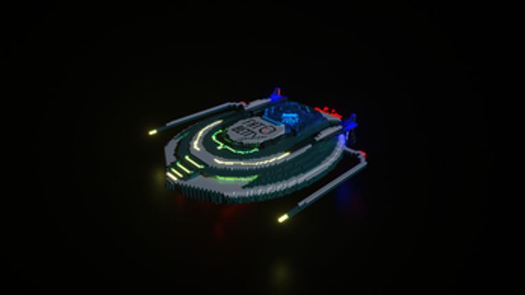 3D spaceship voxel model screenshot