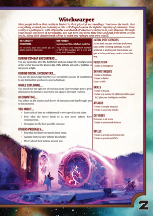 Witchwarper Pf2e - A Pathfinder Second Edition Class screenshot