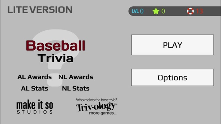 Baseball Trivia Stats &amp; Awards Image