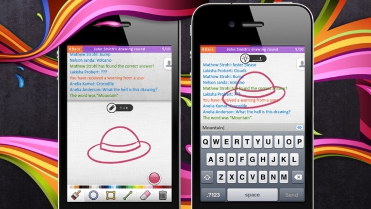 Sketch W Friends ~ Free Multiplayer Online Draw and Guess Friends &amp; Family Word Game for iPhone screenshot