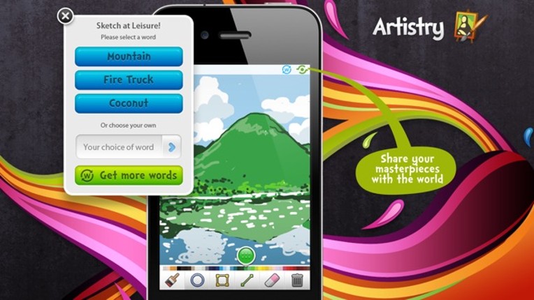 Sketch W Friends ~ Free Multiplayer Online Draw and Guess Friends &amp; Family Word Game for iPhone screenshot