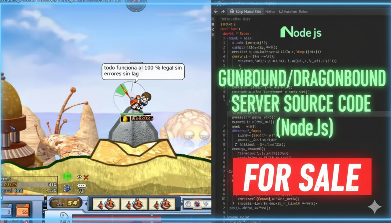 Games like GunBound/Dragonbound Complete Game Server Source Code (Node.js) HTML5