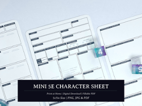 Mini 5e Character Sheet Digital Download Image