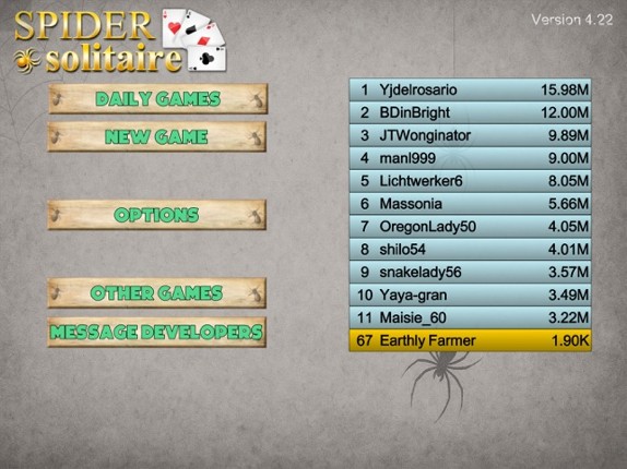 Spider Solitaire 2 HD screenshot