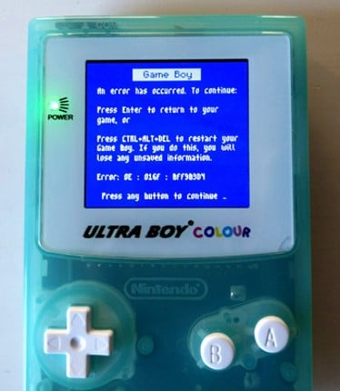 Game Boy Blue Screen of Death (BSOD) screenshot