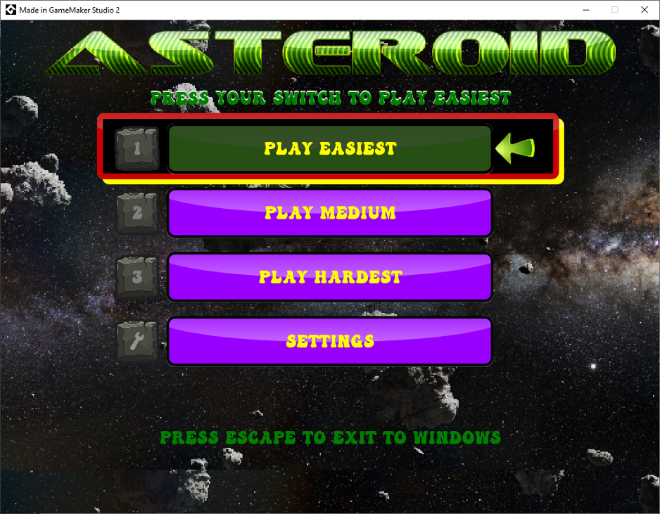 Games like Asteroid -  - Accessible Game - One Button Simple Control System