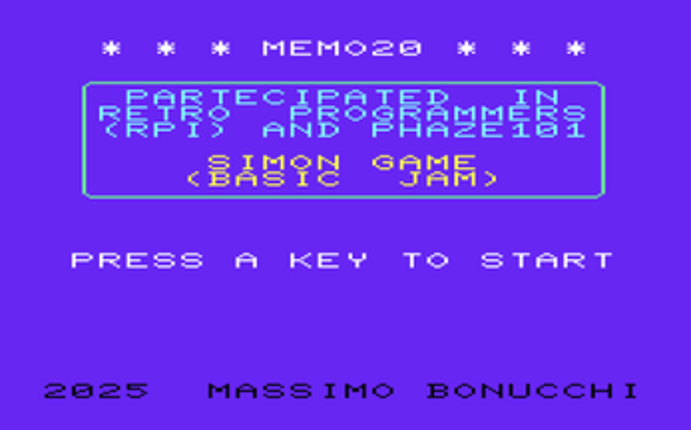 Memo20 (VIC-20) screenshot