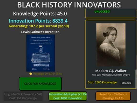 Black History Innovators Clicker Image