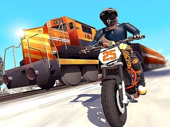 Tricky Bike Stunt vs Train Racing Game Game Cover