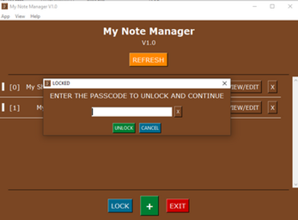 My Note Manager - Desktop Application screenshot
