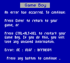 Game Boy Blue Screen of Death (BSOD) Image