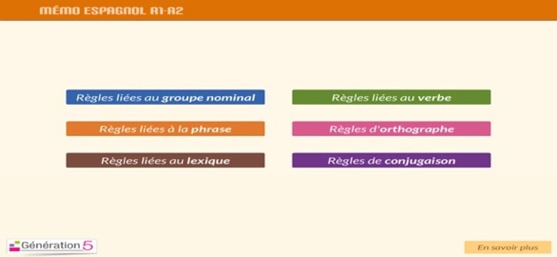 Mémo espagnol A1-A2 screenshot