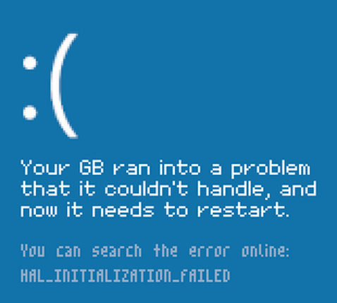 Game Boy Blue Screen of Death (BSOD) screenshot