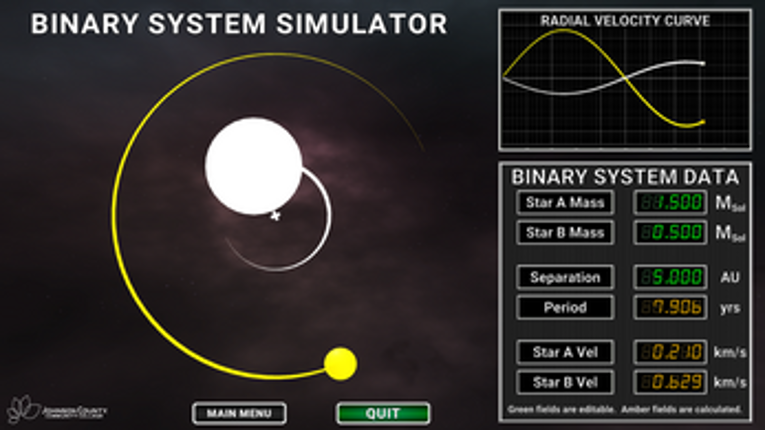 Binary System Simulator screenshot