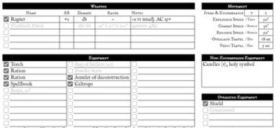 Lamentations of the Flame Princess - Online Character Sheet Image