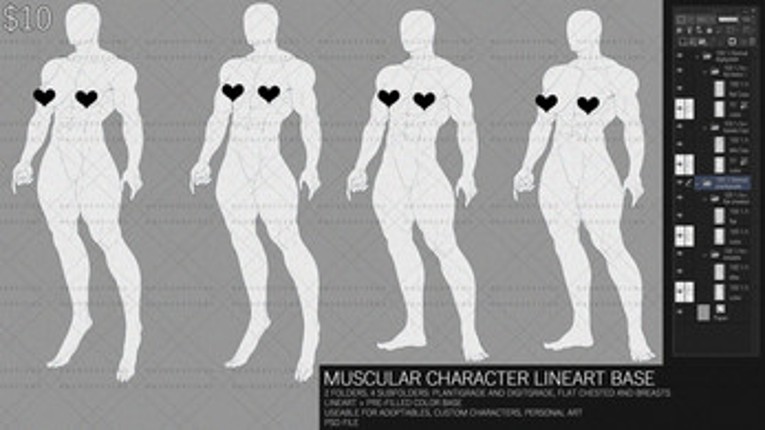 Maundo's Muscular Lineart Base Image