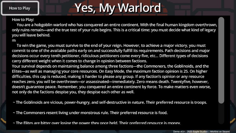 Yes, My Warlord screenshot