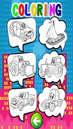Vehicles Coloring Page Free-Fun Painting Good Kids screenshot