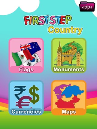 First Step Country : Fun and Learning General Knowledge Geography game for kids to discover about world Flags, Maps, Monuments and Currencies. screenshot
