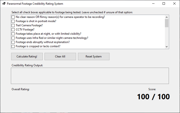 Paranormal Footage Credibility Rating System Image