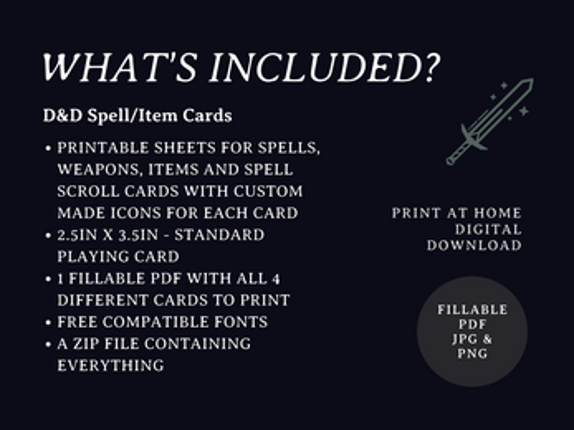 Minimal D&D Spell and Item Cards | Dungeons and Dragons | DnD screenshot