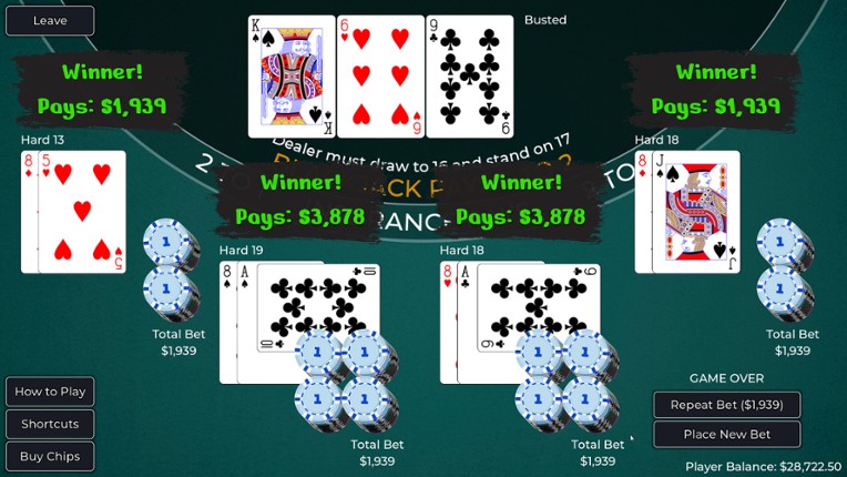 Player vs. Dealer Blackjack screenshot