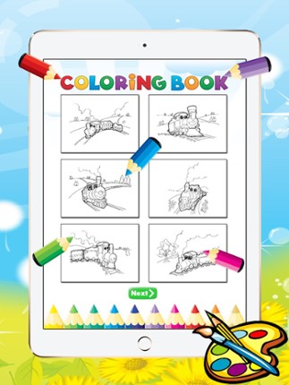 Train Coloring Book For Kid - Vehicle drawing free game, Paint and color good games HD screenshot