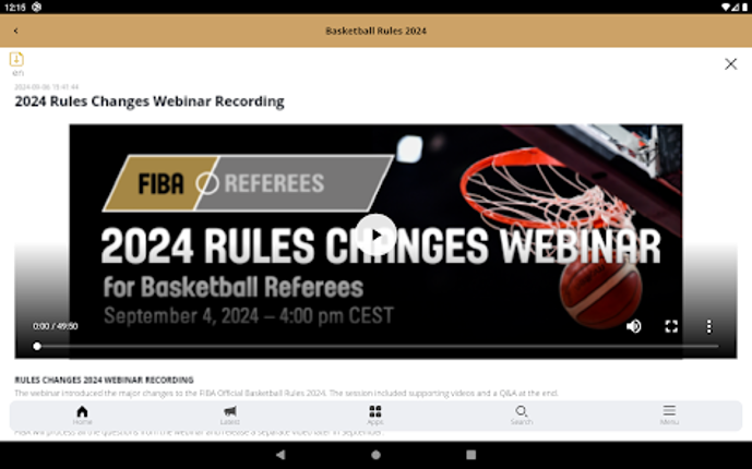 FIBA iRef Library screenshot