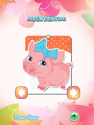 Pig Drawing Coloring Book - Cute Caricature Art Ideas pages for kids screenshot