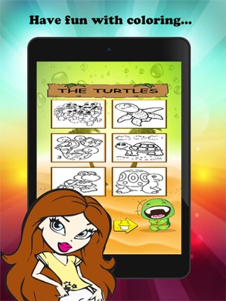 The Turtle Cartoon Paint and Coloring Book Learning Skill - Fun Games Free For Kids Image