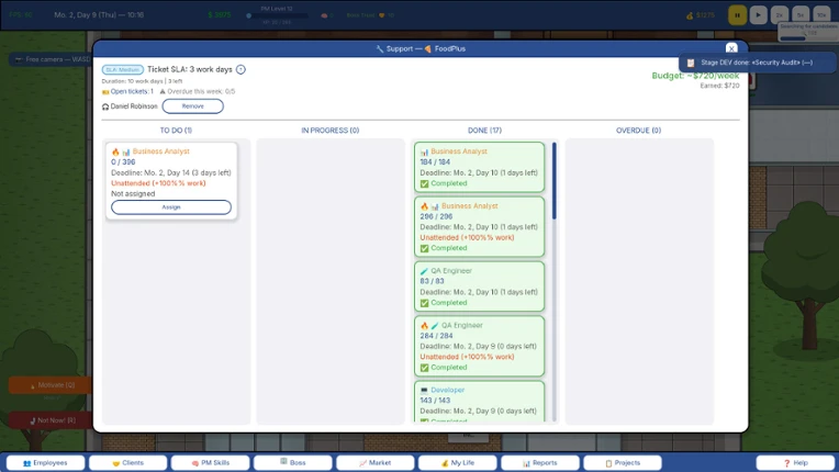 Project manager SIM screenshot
