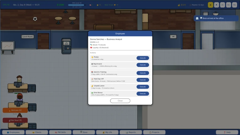 Project manager SIM screenshot