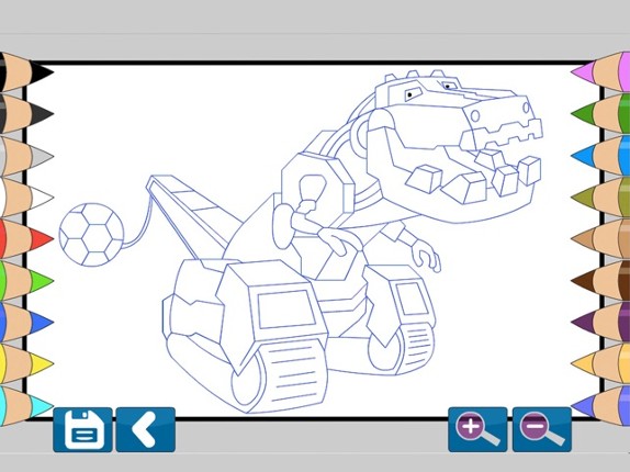 Dino Robot Coloring Book Image