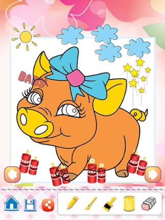Pig Drawing Coloring Book - Cute Caricature Art Ideas pages for kids screenshot