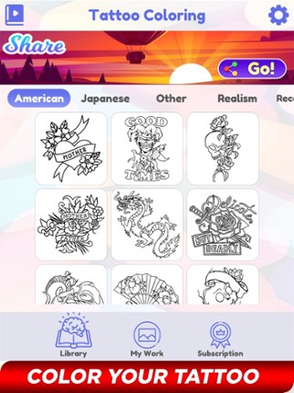 Tattoo Paint By Number Book screenshot