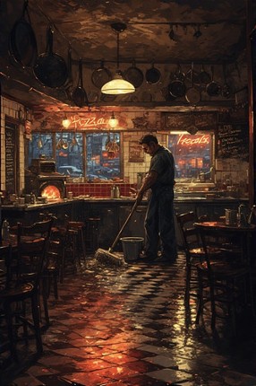 Midnight Work At Pizzeria Image