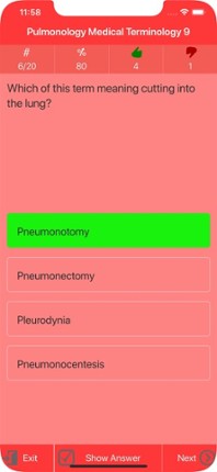 Pulmonology Medical Terms Quiz screenshot