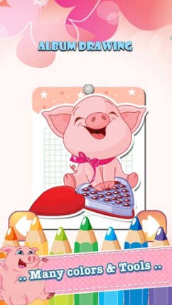 Pig Drawing Coloring Book - Cute Caricature Art Ideas pages for kids Image