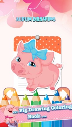 Pig Drawing Coloring Book - Cute Caricature Art Ideas pages for kids screenshot