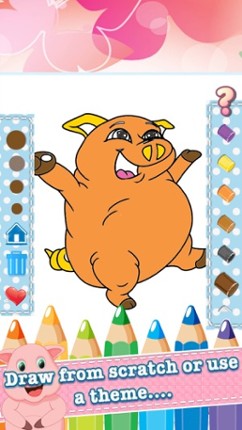 Pig Drawing Coloring Book - Cute Caricature Art Ideas pages for kids screenshot