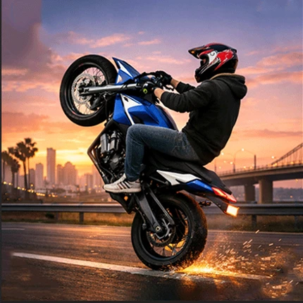 Moto Bike Wheelie Rider Stunt Image