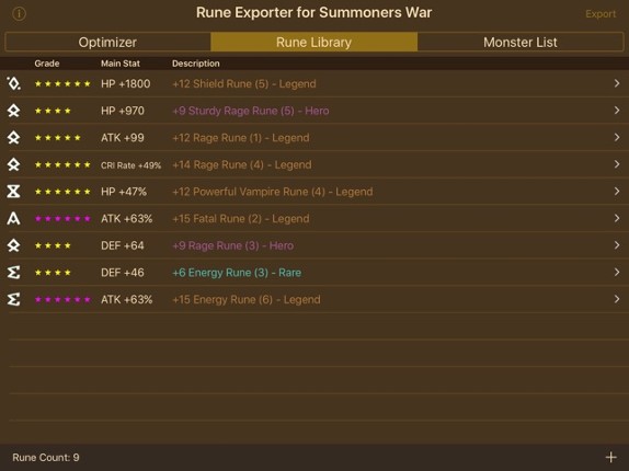 Rune Exporter for Summoners War screenshot