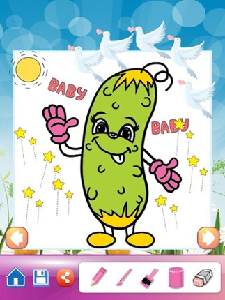 Vegetable Drawing Coloring Book - Cute Caricature Art Ideas pages for kids screenshot