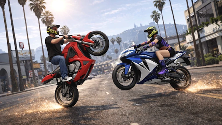 Moto Bike Wheelie Rider Stunt Image