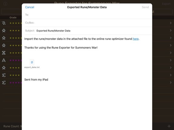 Rune Exporter for Summoners War screenshot